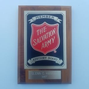 Wood Salvation Army Sign Plaque Glenn Hannah 1987